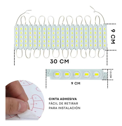 Luz Modulo Led Kit 20pz Tira Modular 12v 5030 Publicidad Iluminacion Decoracion Anuncio Impermeable Ip65 Exterior Alta luminosidad Luz