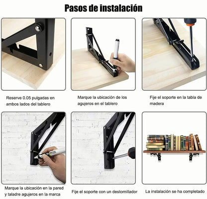 Mensula Soporte Repisa Acero Brazo Abatible Par 40cm