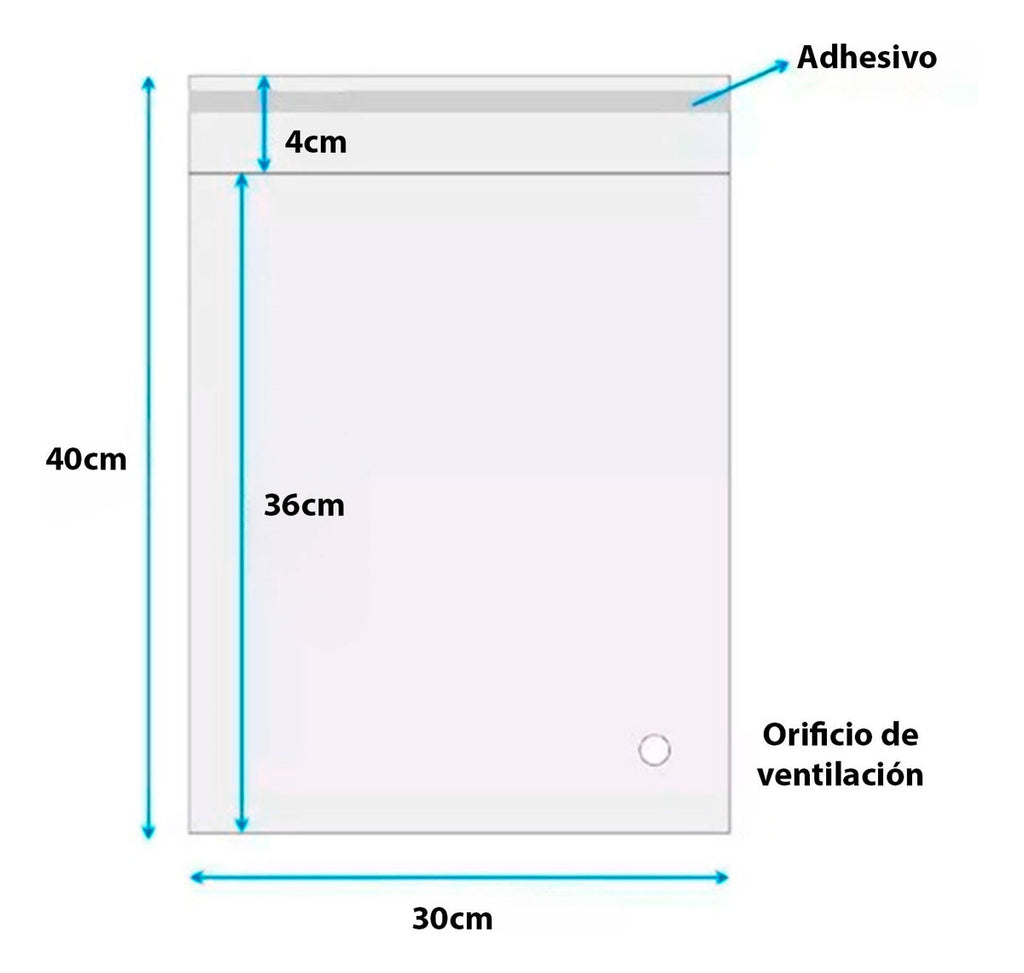 100 Bolsa Celofan Regalo Adhesivo Postal Empaque Plana 30cm x36cm