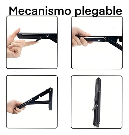 Mensula Soporte Repisa Acero Brazo Abatible Par 30cm