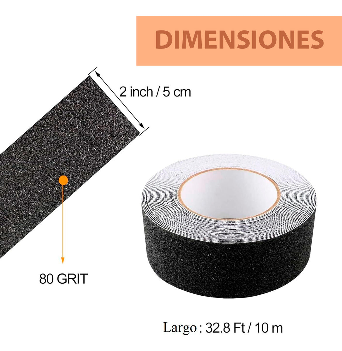 Cinta Antiderrapante Adhesiva Abrasivo Piso Seguridad 10m