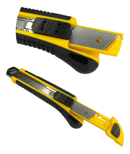 Cutter 6 Pulgadas Grip Acero Sk5 Ergonomico 3 Repuesto Navaja Mango Goma Uso Rudo Profesional Metalico Resistente Manualidades Carton Multiusos Corte Precision Seguridad