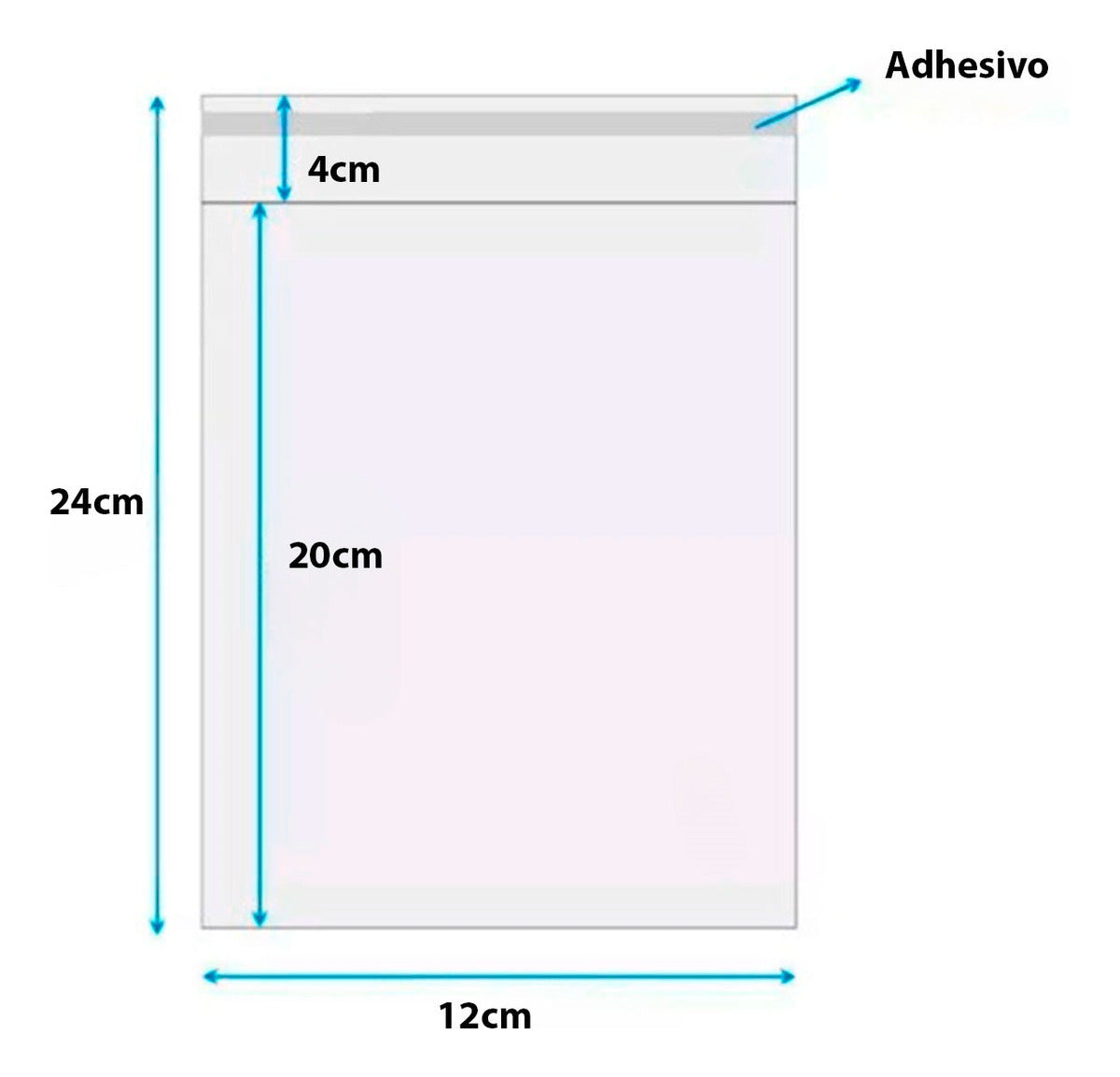 100 Bolsa Celofan Regalo Adhesivo Postal Empaque Plana 12cm x 20cm