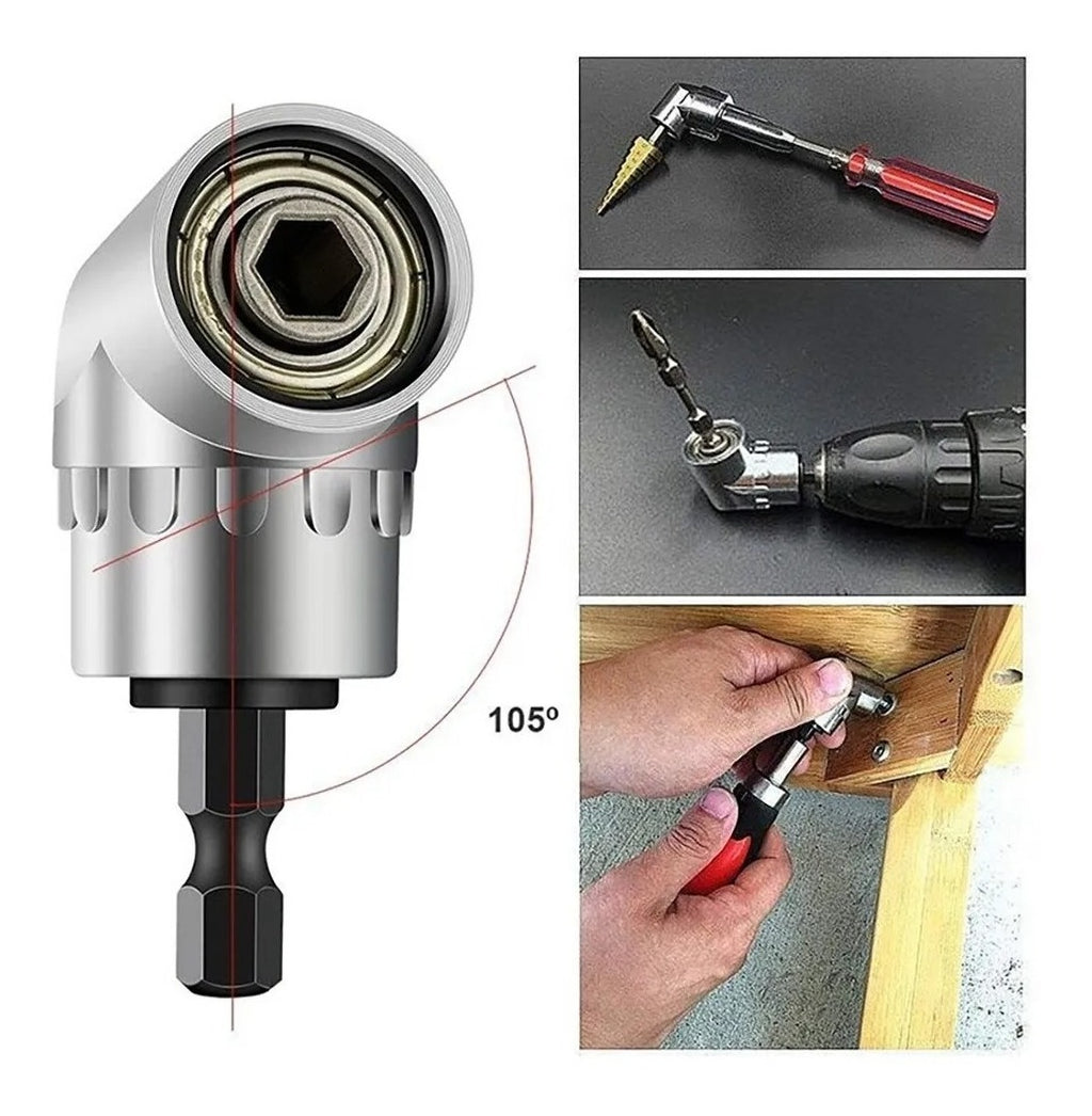 Adaptador Angular Taladro 105° Atornillador Punta Broca 1/4