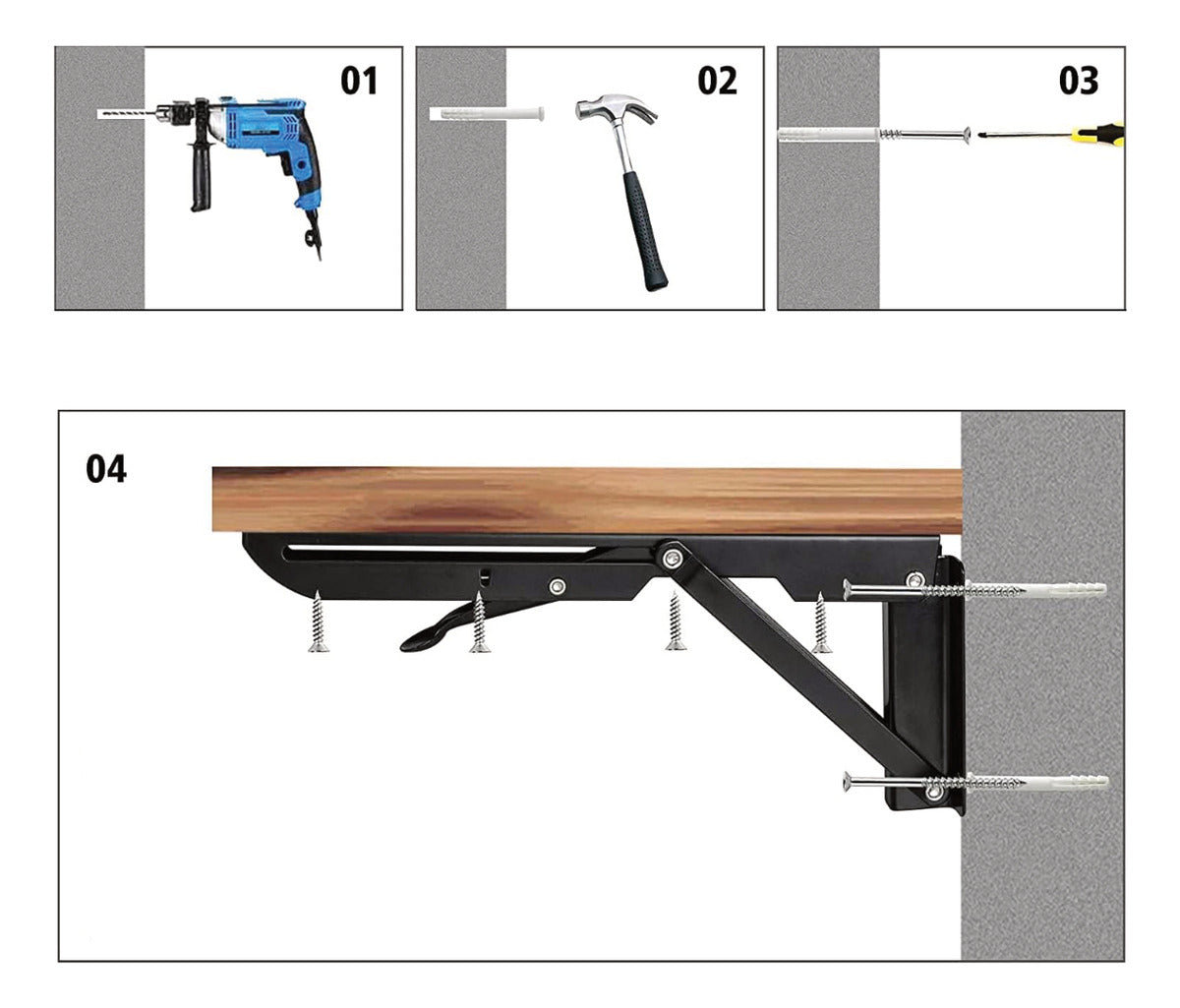 Mensula Soporte Repisa Acero Brazo Abatible Par 30cm