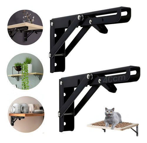 Mensula Soporte Repisa Acero Brazo Abatible Par 40cm