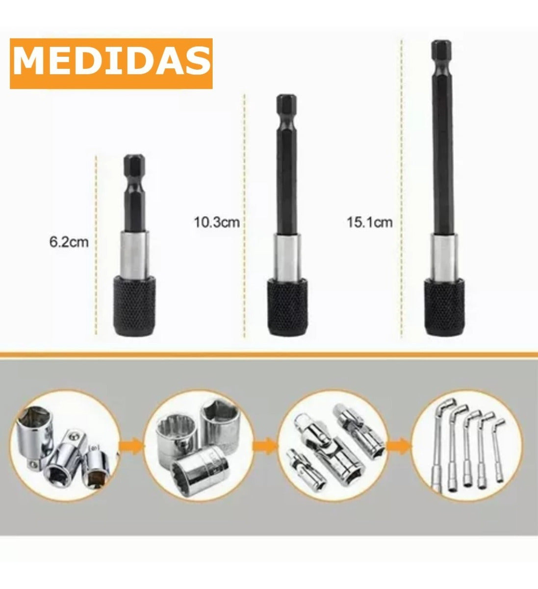 Adaptador Taladro Angulo 105° Broca Extension Flexible Dado