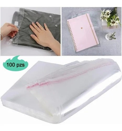 100 Bolsa Celofan Sobre Sello Adhesivo Empaque 13cm x12cm