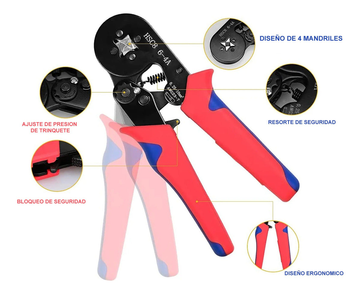 Pinza Alicate Crimpador Abrazadera Ponchador Terminal 1800pz