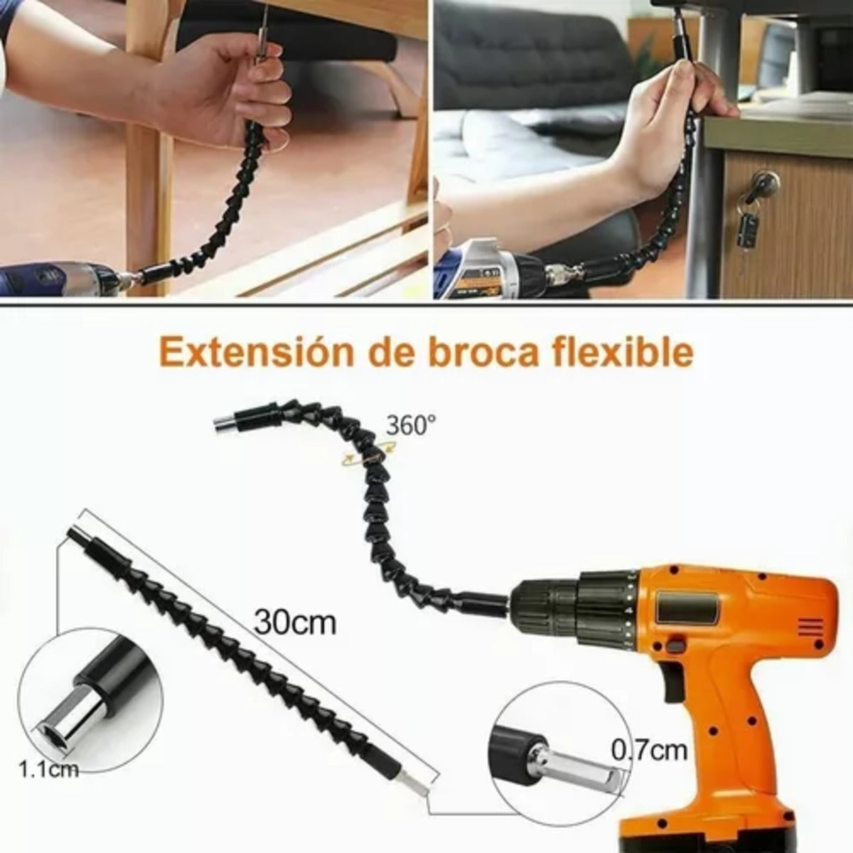 Adaptador Taladro Angulo 105° Broca Extension Flexible Dado
