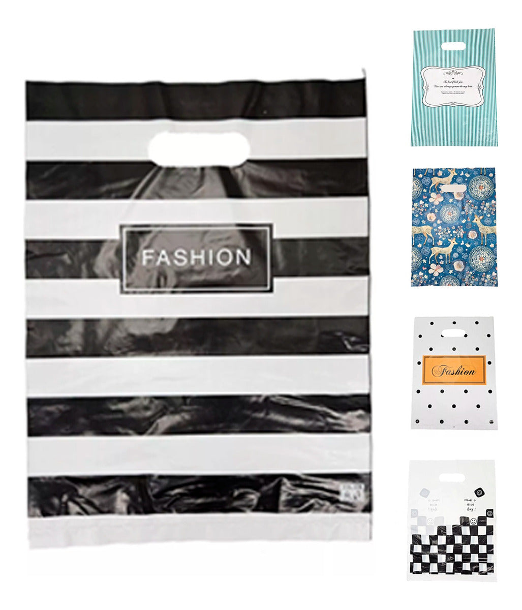 100 Bolsa Boutique Polipapel Regalo Decorada Diseño 30x40cm
