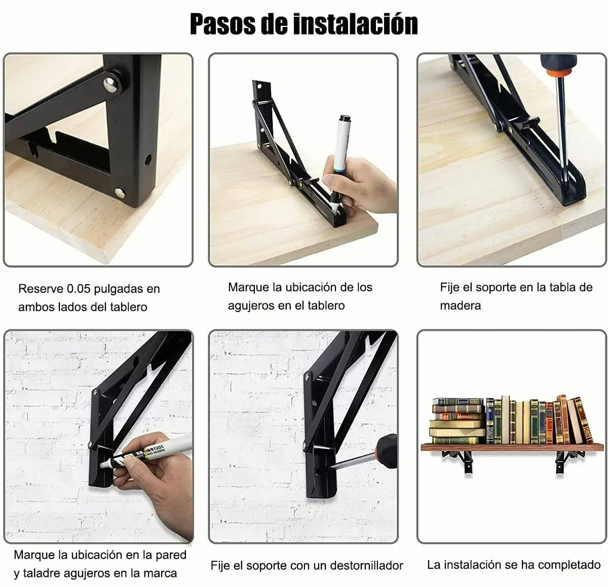Mensula Soporte Repisa Acero Brazo Abatible Par 50cm