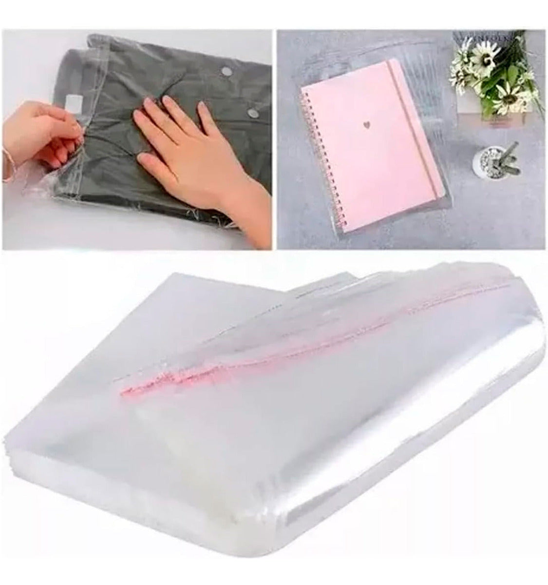 100 Bolsa Celofan Regalo Adhesivo Postal Empaque Plana 30cm x36cm