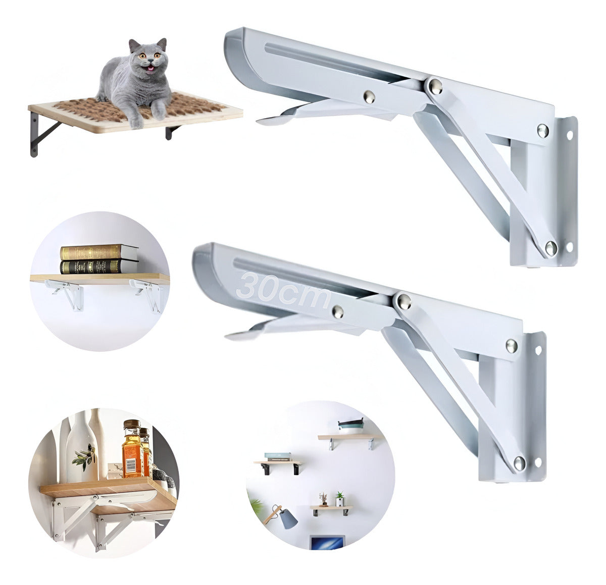 Mensula Soporte Repisa Acero Brazo Abatible Par 30cm