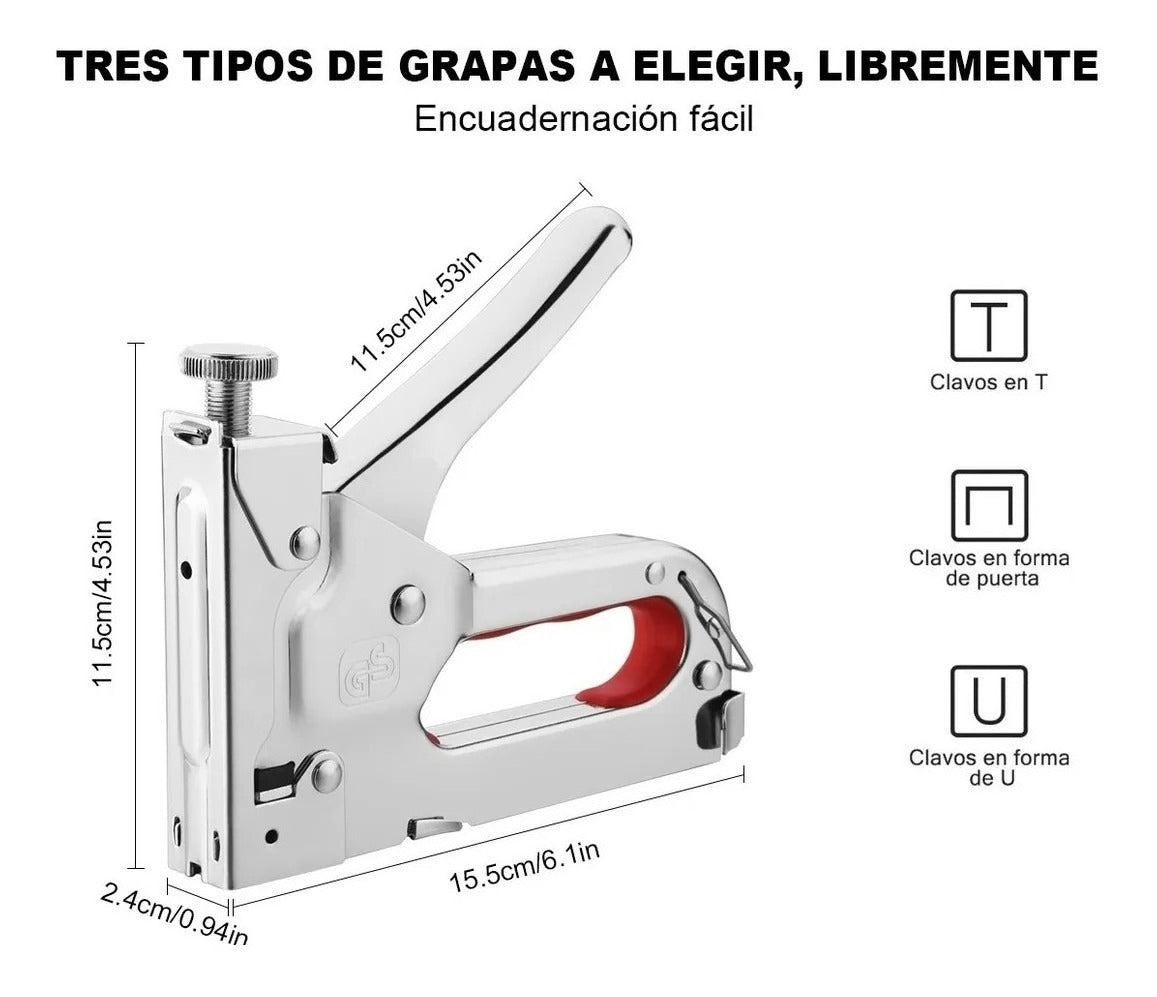 5 Piezas Engrapadora Tipo Pistola Tapiceria Uso Rudo Clavadora 3 En 1