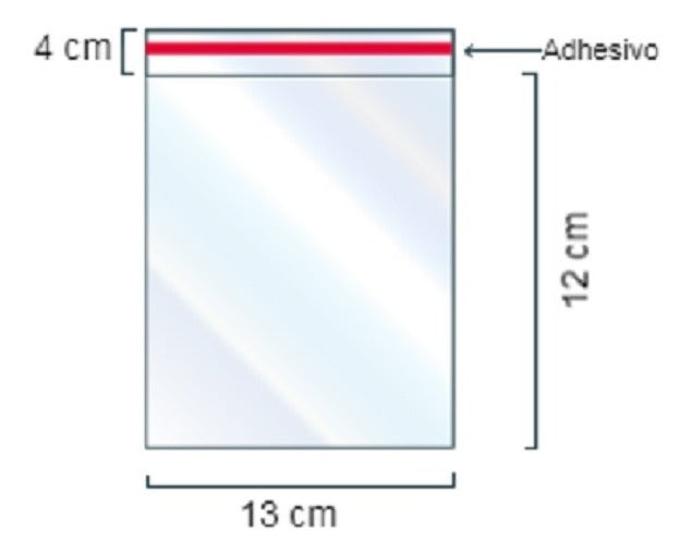 100 Bolsa Celofan Sobre Sello Adhesivo Empaque 13cm x12cm