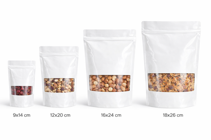 Bolsa Stand Up Pouch Kraft Plastificada con Ventana Termosellable | 50pzs
