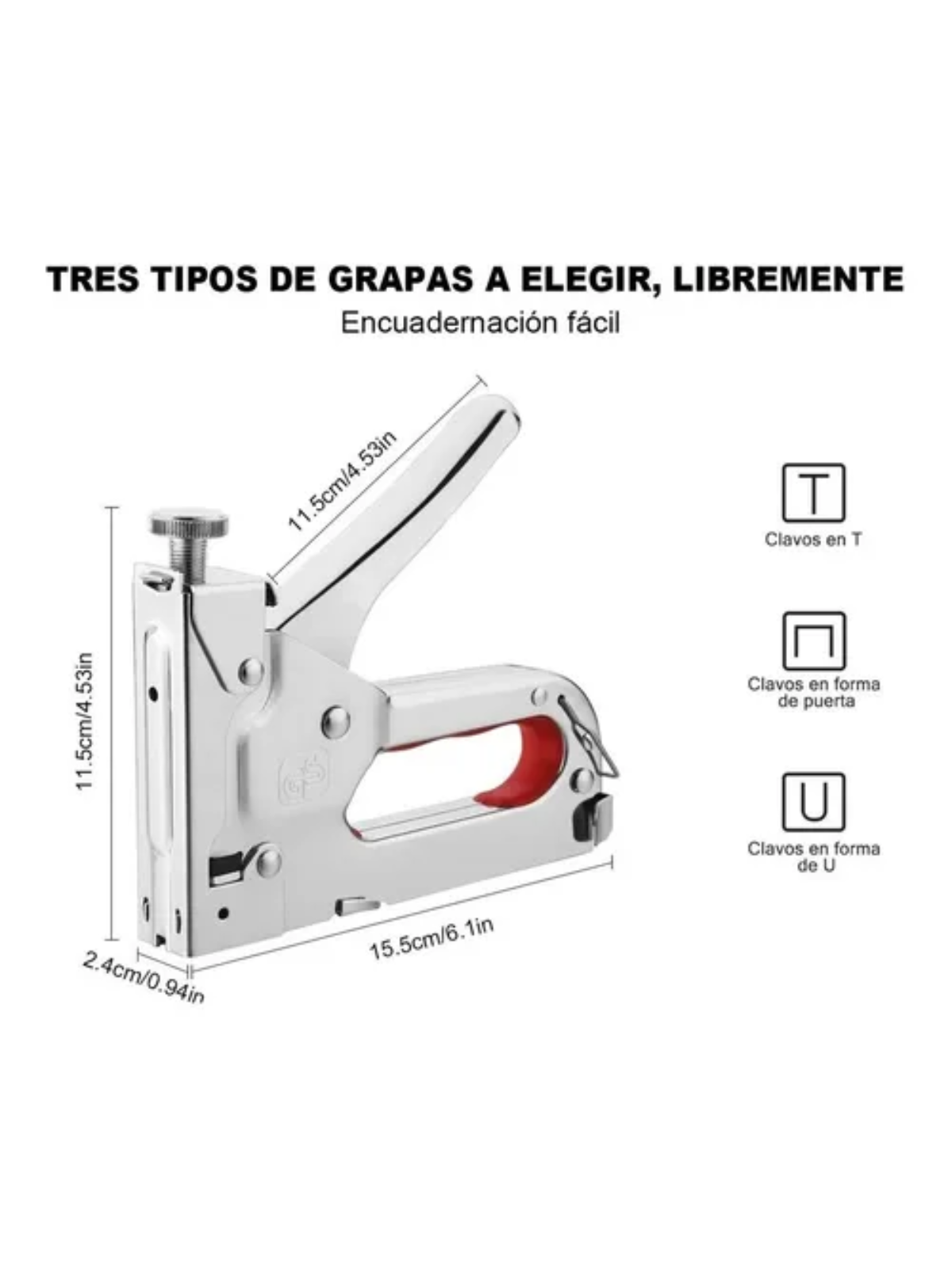 5 Piezas Engrapadora Tipo Pistola Tapiceria Uso Rudo Clavadora 3 En 1