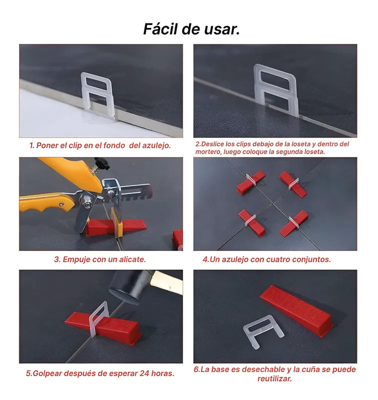 Clip Corbata Nivelador Porcelanico Azulejo Loseta Piso 100pz