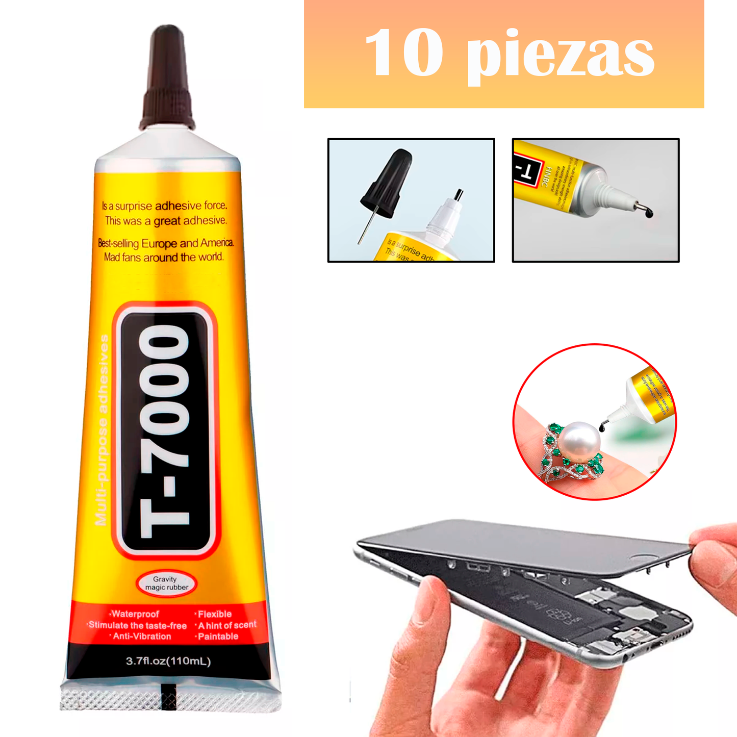 T7000 Pegamento Adhesivo  Multiuso Negro Touch Celular