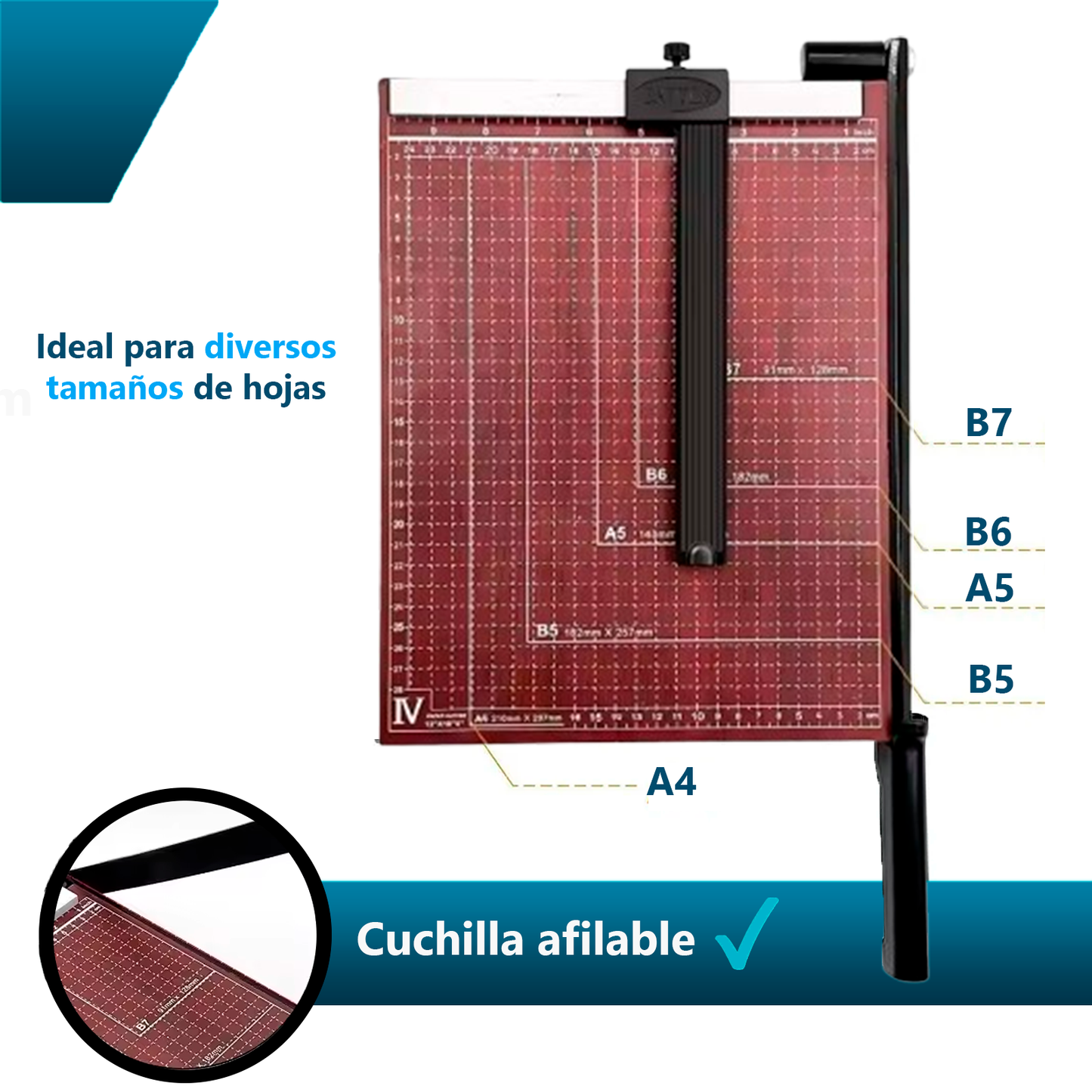 Guillotina A4 Diferentes Tamaño de Hoja Cortador Afilado Papel Foto Tarjeta Cizalla para Hogar Oficina Casa Trabajo