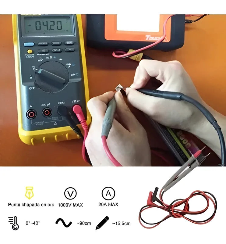 Kit Punta Multimetro Digital Prueba Cable Universal 20amp