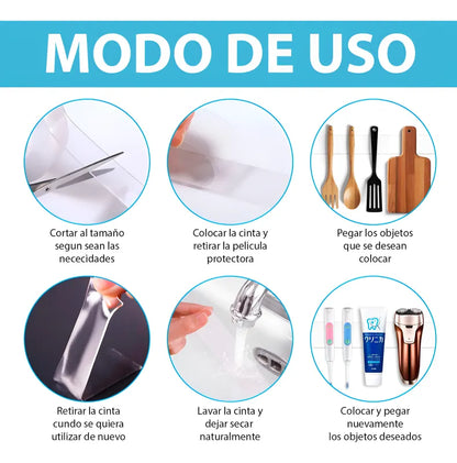 Cinta Doble Cara Nano Lavable Reutilizable Tape 3m*1cm*2mm